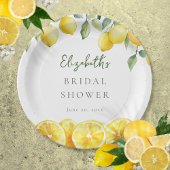 Assiettes En Carton Aquarelle Citrus jaune citron Fête des mariées