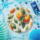 Assiettes En Carton Aquarelle Citrus Orange Feuille Mariage (Fête)