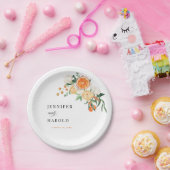 Assiettes En Carton Aquarelle Citrus Orange Floral Mariage été (Fête)