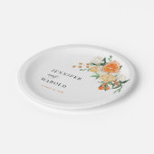 Assiettes En Carton Aquarelle Citrus Orange Floral Mariage été (Angle)