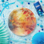 Assiettes En Carton Aquarelle Colorée Automne Saison Bénédiction (Fête)