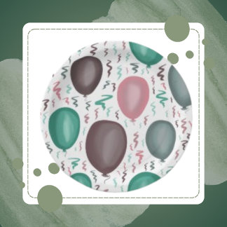 Assiettes En Carton Aquarelle colorée Ballons et Sash