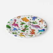 Assiettes En Carton Aquarelle colorée Dinosaure d'anniversaire pour en (Angle)