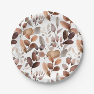 Assiettes En Carton Aquarelle colorée Eucalyptus Feuille Rustic Boho