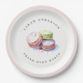 Assiettes En Carton Aquarelle colorée Pastel Français Macarons boulang (Devant)