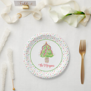 Assiettes En Carton Aquarelle Confetti arbres de Noël