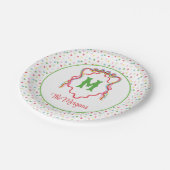 Assiettes En Carton Aquarelle Confetti Noël Bow Monogram Crest (Angle)