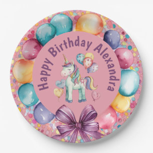 Assiettes En Carton Aquarelle couleur mignonne Unicorn Anniversaire
