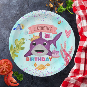 Assiettes En Carton Aquarelle coupe Birthday Sharthday Party