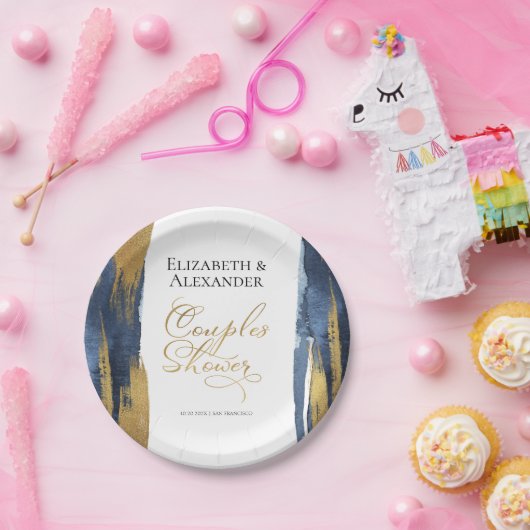 Assiettes En Carton Aquarelle Couples Douche Plaques en papier | ABSTR (Fête)