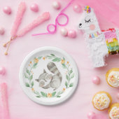 Assiettes En Carton Aquarelle couture couchée Raccoon couché Wreath (Fête)