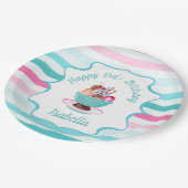 Assiettes En Carton Aquarelle Crème glacée Dimanche Anniversaire (Angle)