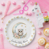 Assiettes En Carton Aquarelle Cute Chouette Baby shower plaque papier (Fête)