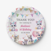 Assiettes En Carton Aquarelle Cute Kitty Chat 1er anniversaire (Devant)
