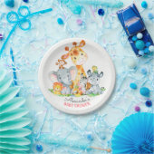 Assiettes En Carton Aquarelle Cute Safari Jungle Animaux Baby shower (Fête)