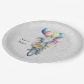Assiettes En Carton Aquarelle Cyclisme Eléphant Plaque en papier (Angle)
