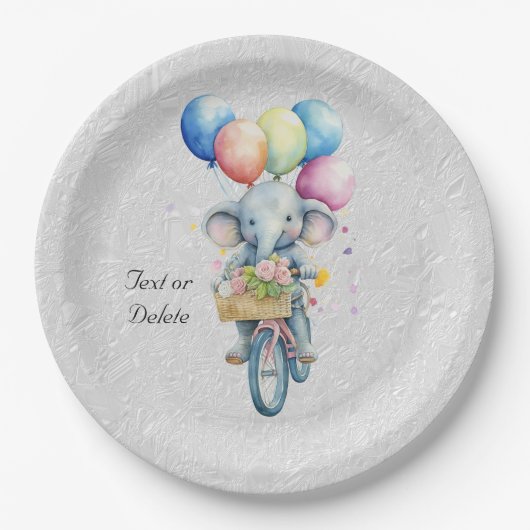 Assiettes En Carton Aquarelle Cyclisme Eléphant Plaque en papier (Devant)