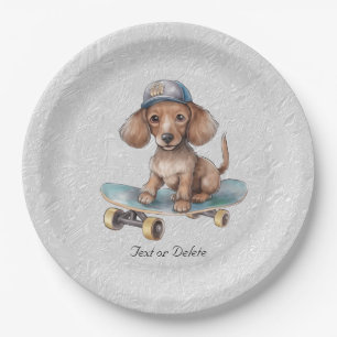 Assiettes En Carton Aquarelle Dachshund Plaque papier