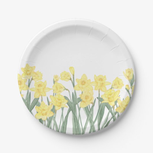 Assiettes En Carton Aquarelle Daffodil Ditzy Floral (Devant)