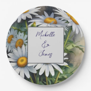 Assiettes En Carton Aquarelle Daisies Fleurs Professionnel tendance