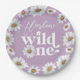 Assiettes En Carton Aquarelle Daisy Wild One Girl'anniversaire