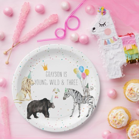 Assiettes En Carton Aquarelle d'animal moderne simple (Fête)