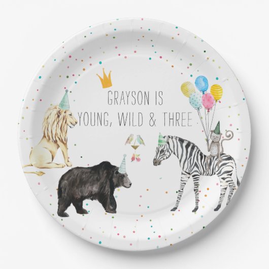 Assiettes En Carton Aquarelle d'animal moderne simple (Devant)