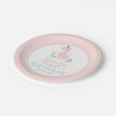 Assiettes En Carton Aquarelle d'anniversaire fille Dinosaure rose et t (Angle)