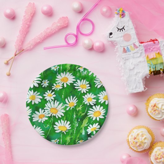 Assiettes En Carton Aquarelle dans un champ vert (Fête)