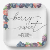 Assiettes En Carton Aquarelle de baies - texte de baies sucrées (Recto)