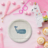 Assiettes En Carton Aquarelle de Baleine bleue Texture (Fête)