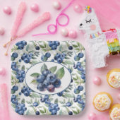 Assiettes En Carton Aquarelle de bleuets mignons (Fête)