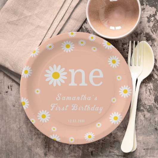 Assiettes En Carton Aquarelle de corail à fleurs Chamomile Premier ann