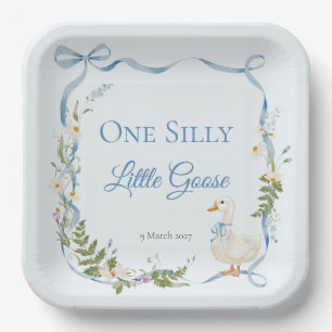 Assiettes En Carton Aquarelle de fête d'anniversaire d'une oie sotte