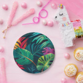 Assiettes En Carton Aquarelle de feuillage tropical Paradis (Fête)