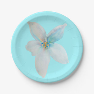 Assiettes En Carton Aquarelle de fleur pastel blanc