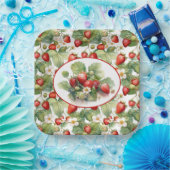 Assiettes En Carton Aquarelle de fraises mûres (Fête)