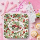 Assiettes En Carton Aquarelle de fraises mûres (Fête)