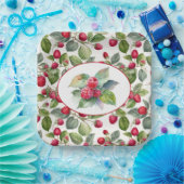 Assiettes En Carton Aquarelle de framboises mignonnes (Fête)