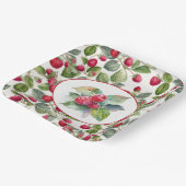 Assiettes En Carton Aquarelle de framboises mignonnes (Angulaire)