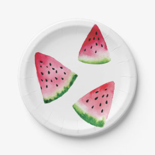 Assiettes En Carton Aquarelle de fruits de pastèque