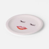 Assiettes En Carton Aquarelle de lèvres et de cils (Angle)