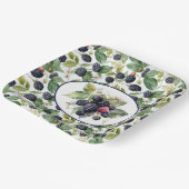 Assiettes En Carton Aquarelle de mûre Blackberry (Angulaire)