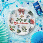 Assiettes En Carton Aquarelle de Noël (Fête)