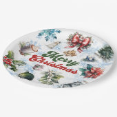 Assiettes En Carton Aquarelle de Noël (Angle)