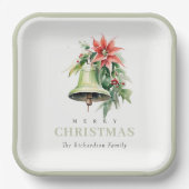 Assiettes En Carton Aquarelle de Noël Bell Pine Poinsettia Folithe (Recto)