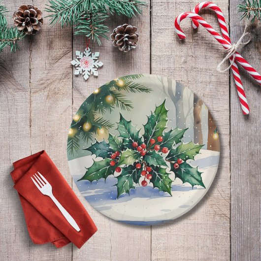Assiettes En Carton Aquarelle de Noël Mistletoe
