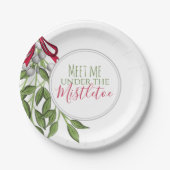 Assiettes En Carton Aquarelle de Noël Moderne Rustique Mistletoe (Devant)