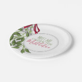 Assiettes En Carton Aquarelle de Noël Moderne Rustique Mistletoe (Angle)