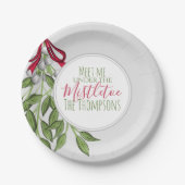Assiettes En Carton Aquarelle de Noël Rustique Moderne Mistletoe (Devant)